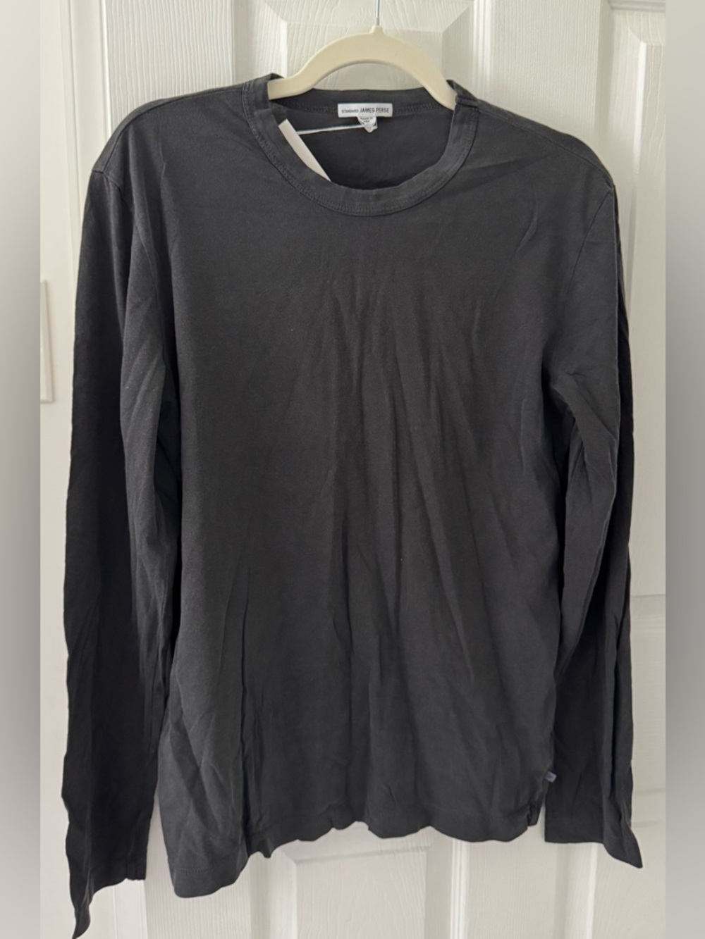 James Perse Long-Sleeve Crewneck Tee - Charcoal Black